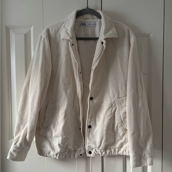 Zara Other - Zara Men's Cream Corduroy Bomber Jacket